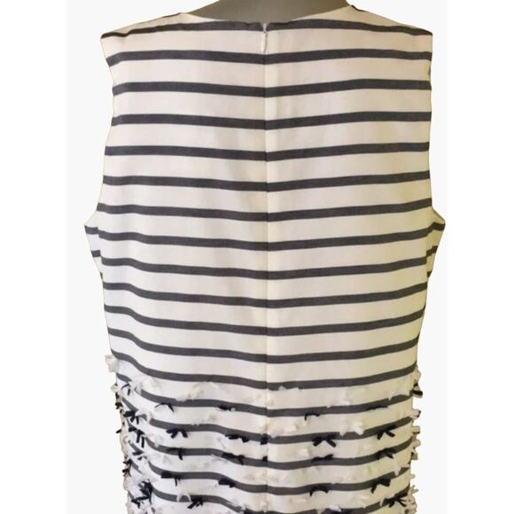 J. McLaughlin Jane Dress Women's Size 10 White Navy Striped Bows at Bottom Sleev - Picture 13 of 16
